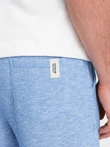 Vyriški LOOSE FIT melanžinio audinio šortai - šviesiai mėlyni V1 OM-SRSK-0116