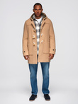 Men's wool and hooded duffle coat - light brown V1 OM-COWC-0131