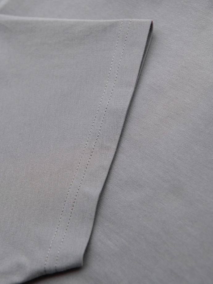 Vyriški marškinėliai su sagomis prie kaklo ir zomšos apvadu - pilki V3 OM-TSCT-0206