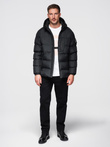 Men's quilted insulated jacket with raglan sleeves - black V4 OM-JAHP-0302