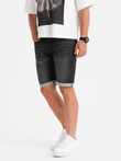 Men's denim shorts with rolled up leg - black V3 OM-SRDS-0164
