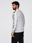 Men's sweatshirt with contrasting stripes and raglan sleeves - grey melange V2 OM-SSNZ-0200