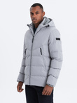Men's winter jacket with unusual quilting - gray V6 OM-JAHP-0127