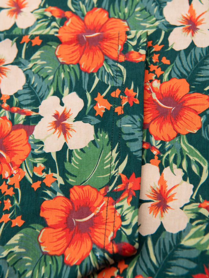 Pánské bavlněné tričko s květinovým potiskem - černé V2 OM-TSFP-0249