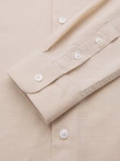 Men's linen shirt with collar and pocket REGULAR FIT - cream V3 OM-SHCS-0161