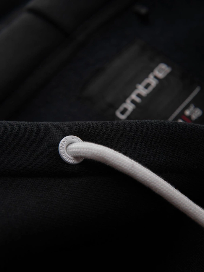 Pánská mikina s kontrastním prošíváním a kapucí - černá V1 OM-SSNZ-0250