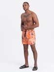 Men's swim shorts in floral motif - orange V5 OM-SRBS-0140
