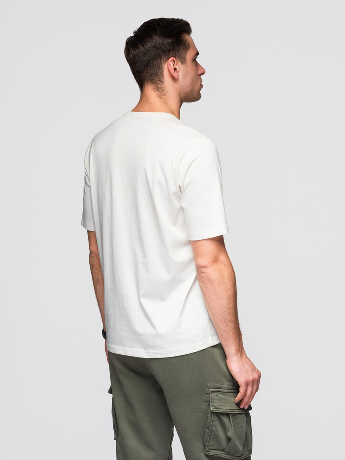 Men's cotton t-shirt with double printed logo - white V1 OM-TSPT-0211 