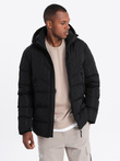 Men's winter jacket with unusual quilting - black V3 OM-JAHP-0127