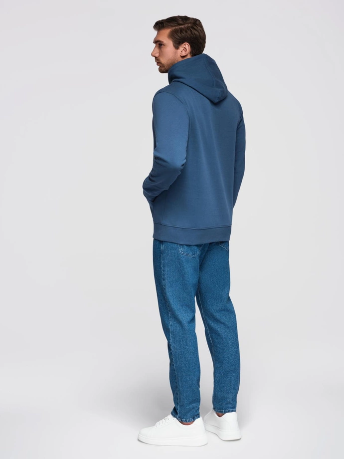 BASIC men's kangaroo hooded sweatshirt - navy blue V4 B1674
