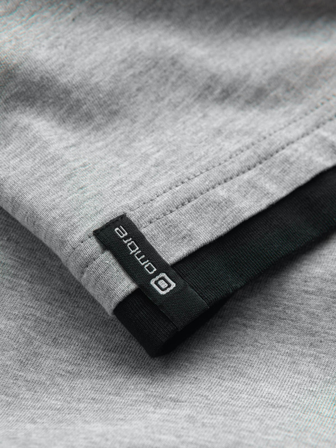 Tricou cu glugă din bumbac casual pentru bărbați - gri melange V8 OM-TSCT-22SS-001