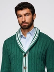 Pulover cardigan pentru bărbați cu guler șal în stil preppy - verde V2 OM-SWCD-0152