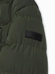 Men's winter jacket with unusual quilting - dark green V2 OM-JAHP-0127