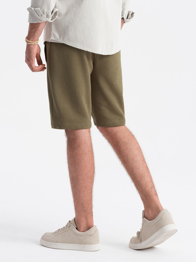 Pantaloni scurți din bumbac BASIC pentru bărbați - olive V2 OM-SRBS-0149