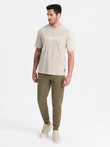 Pantaloni de trening jogger din bumbac pentru bărbați BASIC - olive V2 OM-PABS-0174
