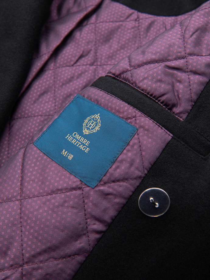 Palton lung bărbătesc cu guler și strat inferior - maro V4 OM-COWC-0135 