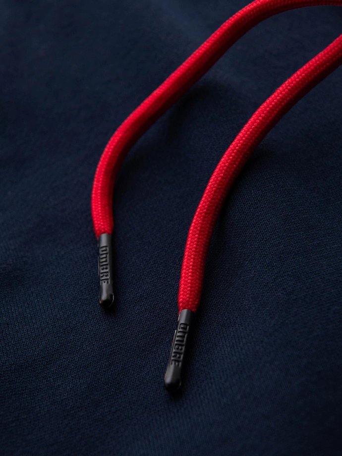 Pánské sportovní kalhoty s lemováním - tmavě modré V3 OM-PASK-0284