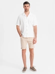 Men's denim classic shorts with rolled up leg - cream V2 OM-SRDS-0162