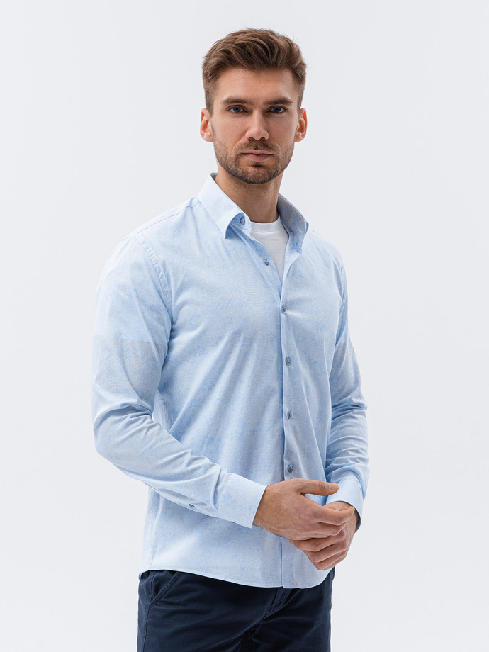 Camasa pentru barbati cu maneca lunga - albastru deschis K609