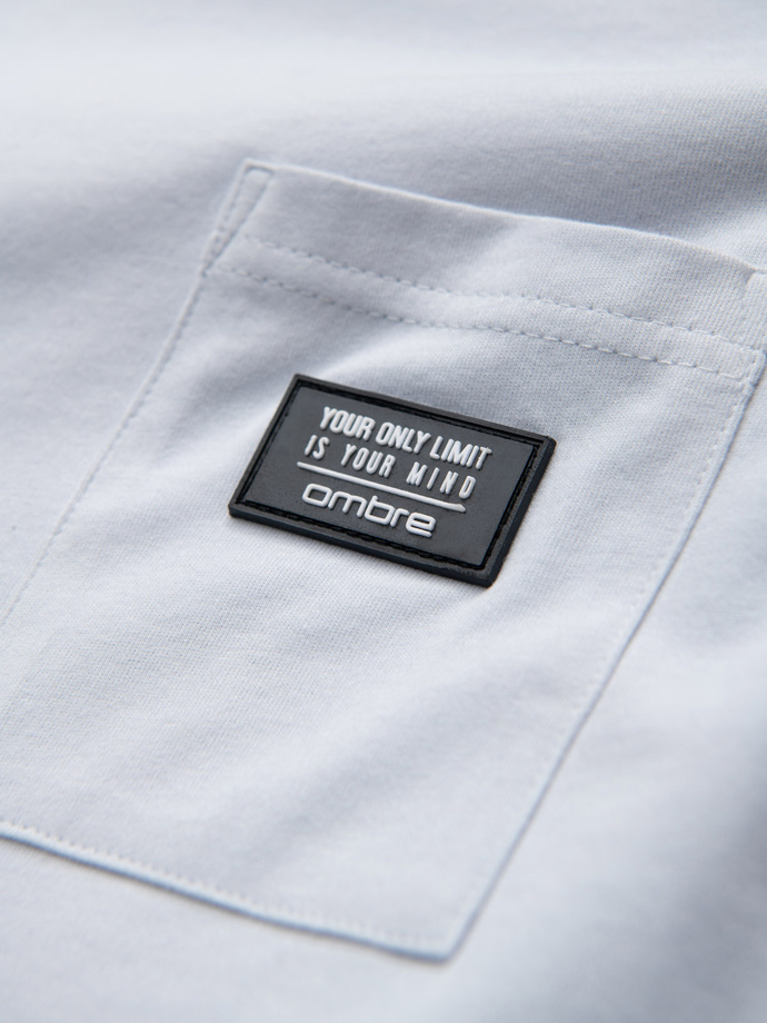 Tricou casual pentru bărbați, cu buzunar peticit - albastru V9 OM-TSCT-0109