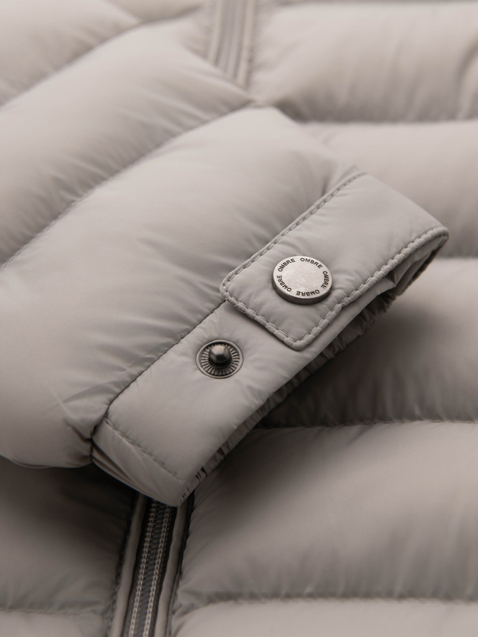 Men's quilted jacket with two fasteners - light grey V2 OM-JALP-0231