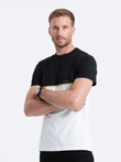 Men's two-tone cotton t-shirt - black and white V2 S1619