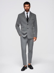 Men's knitted jacket with a fitted cut - graphite V1 OM-BLZB-0100