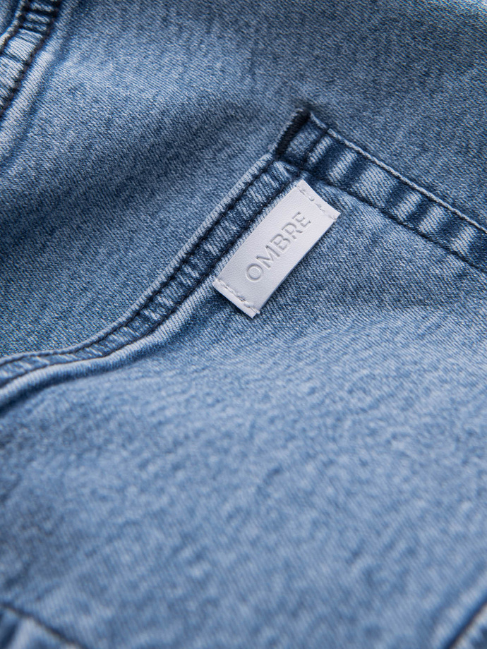 Pantaloni scurți de bărbați din denim cu cusături - albastru deschis V1 OM-SRDS-0101