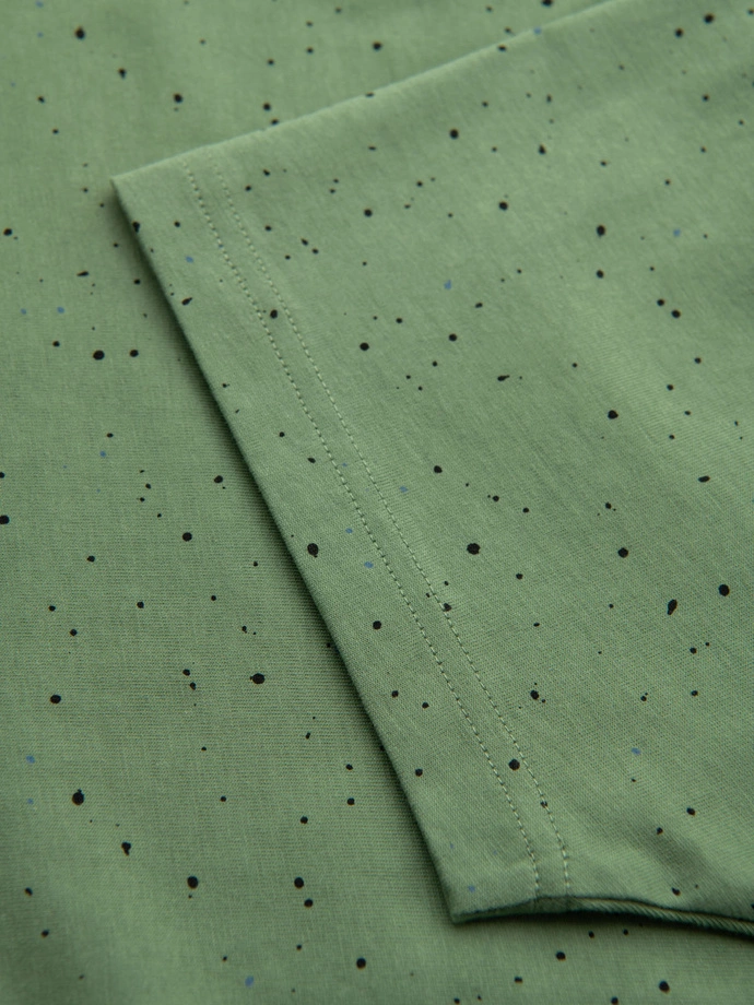 Pánské bavlněné tričko s potiskem a kulatým výstřihem - zelené V4 OM-TSFP-0186