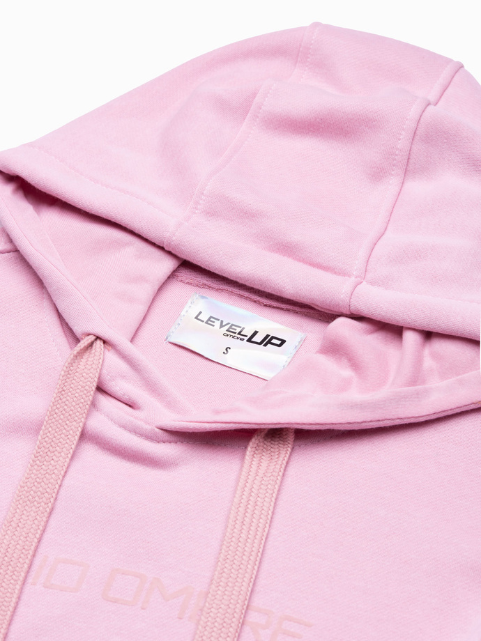 Vyriškas džemperis su gobtuvu ir atspaudu - rožinė B1351