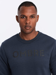 Classic men's sweatshirt with inscription - navy blue V3 OM-SSPS-0181