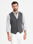 Men's suit vest with collar - graphite V2 OM-BLZV-0109