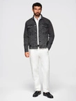 Men's denim jacket katana with washem - black V3 OM-JADJ-0219