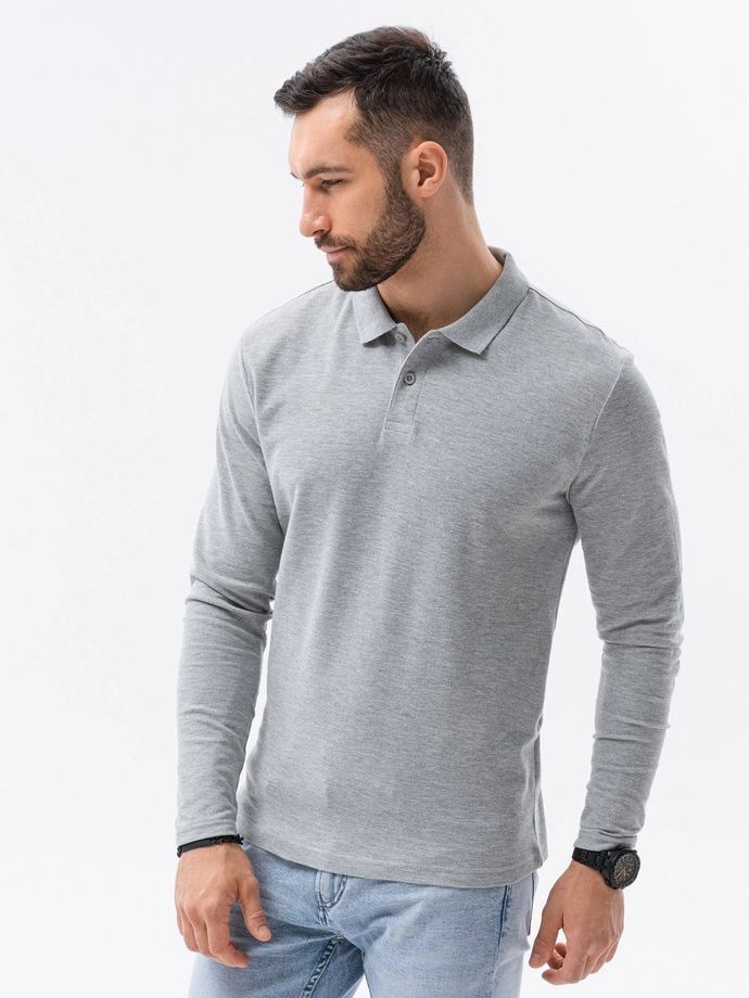 Men's plain longsleeve L132 - grey melange V4