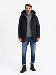 Jachetă lungă de sezon pentru bărbați, stil exterior - negru V1 OM-JALJ-0202