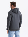 Men's unbuttoned hooded sweatshirt - graphite V2 OM-SSZP-0124