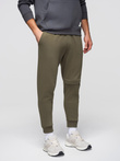 Men's sweatpants with stitching and leg zipper - olive V3 OM-PASK-0147