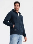 BASIC men's cotton stretch sweatshirt - navy blue V1 OM-SSBZ-0160