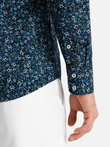 Pánská vzorovaná bavlněná košile SLIM FIT - tmavě modrá V1 OM-SHCS-0151