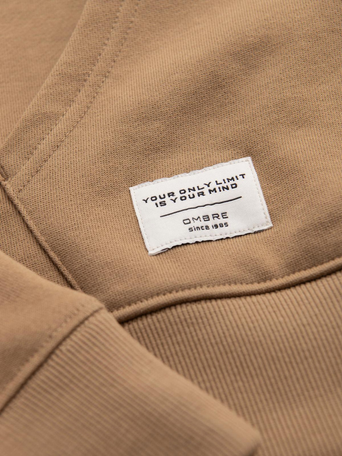 Vyriškas BASIC džemperis su kengūra ir gobtuvu - rudas V2 B1674