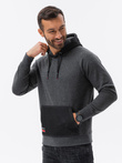 Men's combined materials HOODIE sweatshirt - graphite V2 OM-SSNZ-22FW-016