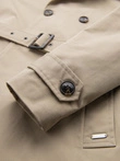Elegant men's SLIM FIT trench coat with belt - beige V1 OM-COSC-0126