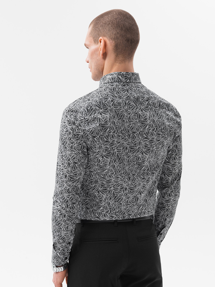 Men's shirt with long sleeves - black K608