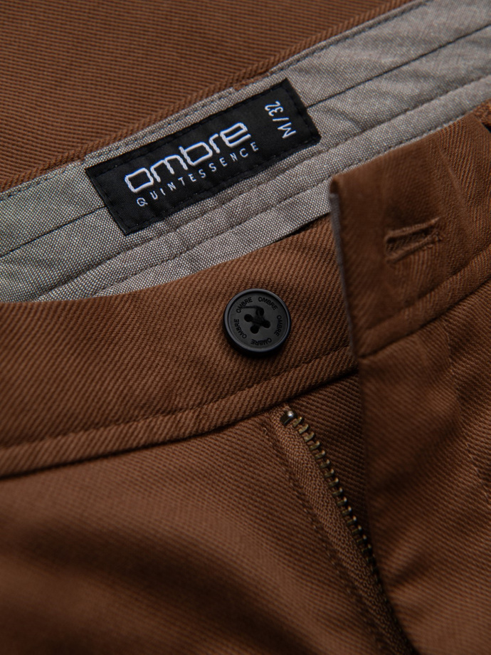 Pánske chino nohavice SLIM FIT s jemnou štruktúrou - karamelové V3 OM-PACP-0190