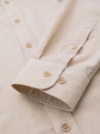 Men's linen shirt with classic collar and pockets REGULAR FIT - cream V3 OM-SHCS-0134