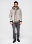 Men's lightweight jacket with mesh lining and hood - grey V6 OM-JANP-0149