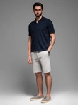 Vyriški SLIM FIT trumpi šortai iš melanžinio struktūrizuoto trikotažo - šviesiai pilki V5 OM-SRCS-0166