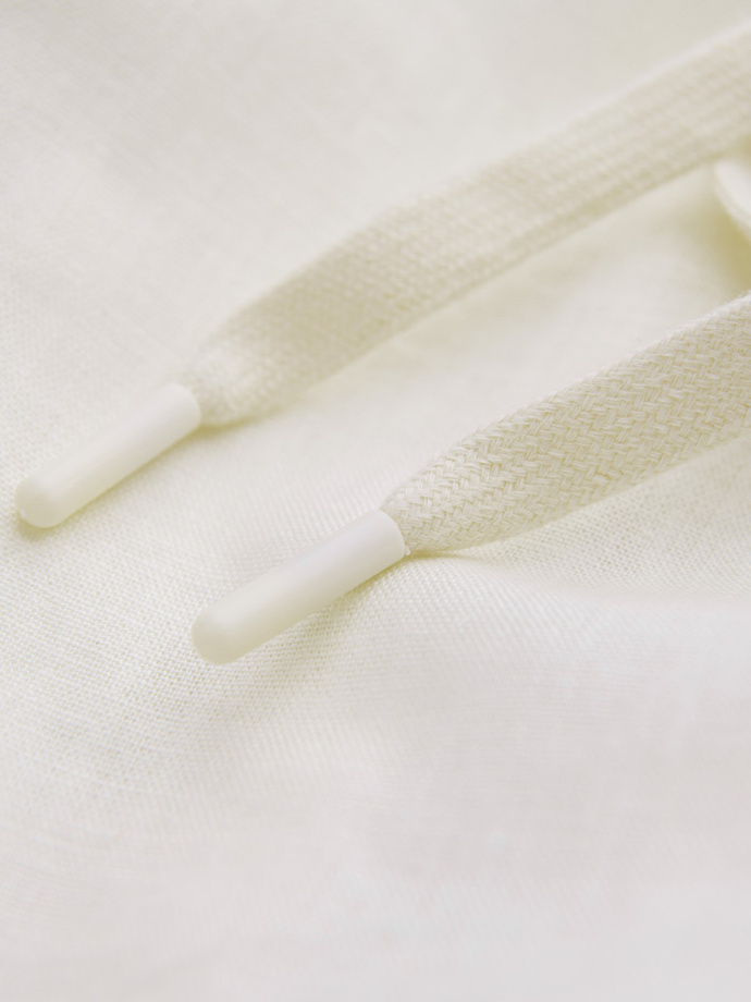 Men's linen blend roll-up chino pants - cream V2 OM-PACP-0198