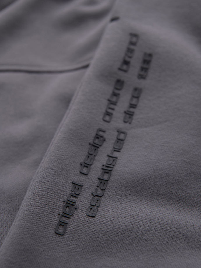 Fitted men's printed short sweat shorts - grey V3 OM-SRSK-0138