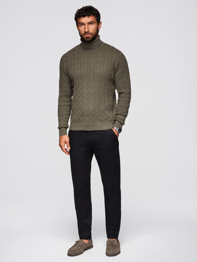 Pantaloni chino pentru bărbați cu talie decorativă - negru V1 OM-PACP-0118